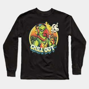 Pop Culture Parrot in Hip Hop Gear Long Sleeve T-Shirt